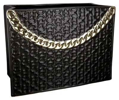Produktbild von GILDE Vase Handtasche "Rom" matt schwarz/glänzend champagnerfarben, H.20 cm, Öffnung: B.22cm, T.10cm, 32492
