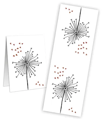 Produktbild von Aufkleber groß - 5 x 14,8 cm - weiß rot schwarz Pusteblume Herzen 10 Stück25 Stück