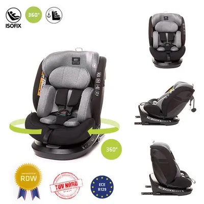 Produktbild von 4Baby | Kindersitz - mit 360 Grad drehbarem Isofix-System, I-SIZE, 0-36 kg, 40-150 cm, vorwärts- und rückwärtsgerichtet, Grau - ROTO-FIX