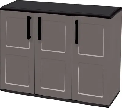 Produktbild von Darmellin Outdoor-Garderobe, Mehrzweck-Balkonschrank, 3-türiger Outdoor-Kleiderschrank, 100 %  Italy, 102 x 37 x 84 cm, Grau und Schwarz, kariertes Finish