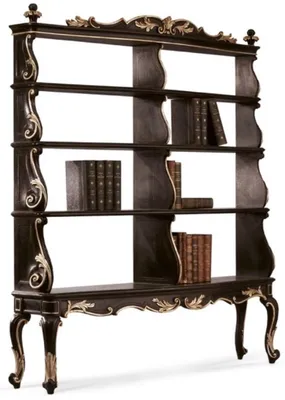 Produktbild von Casa Padrino Luxus Barock Bücherschrank Schwarz / Silber - Handgefertigter Barock Schrank - Barock Regalschrank - Barock Wohnzimmer Möbel - Barock Büro Möbel - Luxus Qualität - Italy