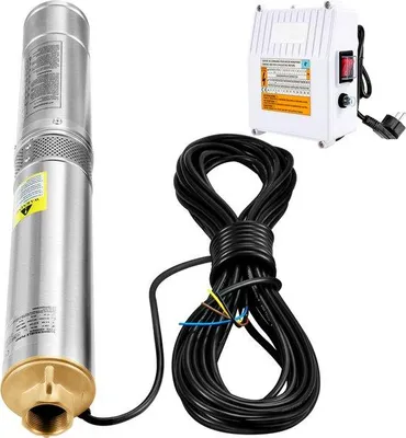 Productafbeelding van Famanu dieppomp - met externe schakelkast en 20 meter stroomkabel - met terugslagklep en filter - 190 liter per minuut - 1100 watt - maximale opvoerhoogte