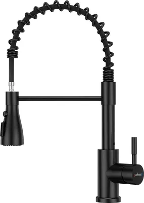 Produktbild von APPASO Wasserhahn Küche Schwarz mit Brause 3 Strahlarten 360° Drehbar - Edelstahl schwarz Armatur