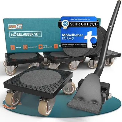 Produktbild von Möbelheber und Transportset für schwere Möbel mit Rollen - 4 Transportrollen