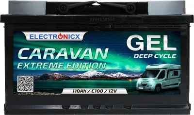 Zdjęcie produktu dla Elektroniczna bateria kempingowa GEL EXTREME Edition 110 Ah 12 V do kamperów, łodzi i zasilania