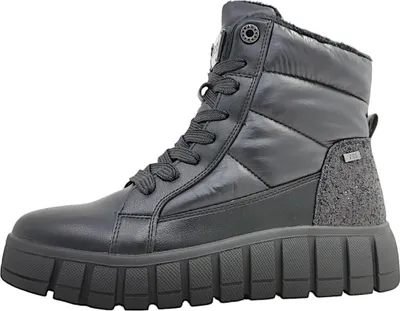 A single black boot is shown against a white background.