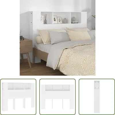 Image de The Living Store Tête de lit avec étagères Blanc 140x18,5x104,5 cm