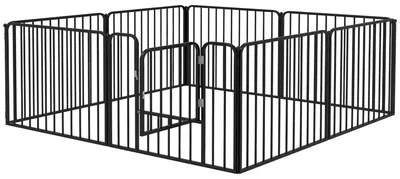 Produktbild von Modulares 8-teiliges Hunde-Laufgitter aus Stahl, geeignet fš¹r den Innen- und Au?enbereich, 164 x 164 x 60 cm, schwarz