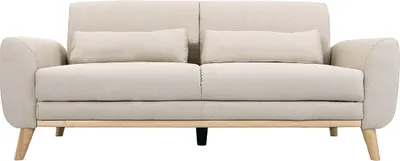 Produktbild von Miliboo - Design-Sofa 3 Plätze Stoff naturfarben Eichenbeine EKTOR
