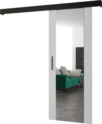 Produktbild von MEBLE KRYSPOL Schiebetürsystem SALWADOR 2 mit Schienenabdeckung und Spiegel, Einbautüren, 90x204cm, Weiß