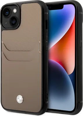 Image de BMW iPhone 14 & 15 Plus Hardcase Backcover - Porte-cartes - Taupe