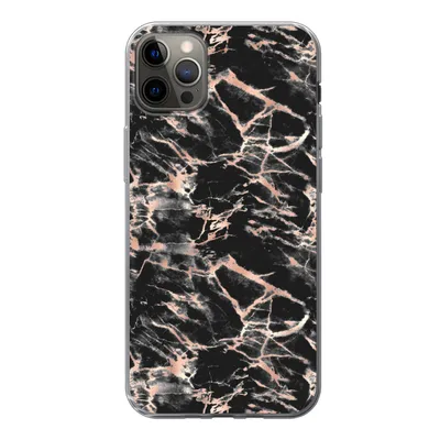 Produktbild von MuchoWow® Handyhülle Schutzhülle Hülle für iPhone 13 Pro Max Roségold - Marmor - Muster - Schwarz Silikon Softcase Handy Hülle - Mobiltelefon
