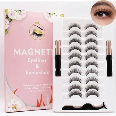 Zdjęcie produktu dla Magnetyczne rzęsy 10 par naturalne z eyelinerem dla kobiet