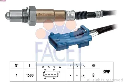 Produktbild von FACET Lambdasonde passend für PEUGEOT 206 Schrägheck (2A/C) Beheizt Planarsonde 1500mm 10.8301
