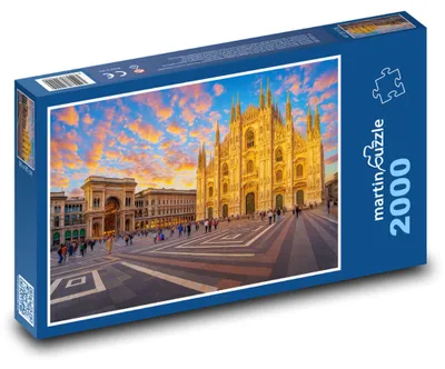 Zdjęcie produktu dla Puzzle 2000 Katedra w Mediolanie o zachodzie słońca - martinpuzzle