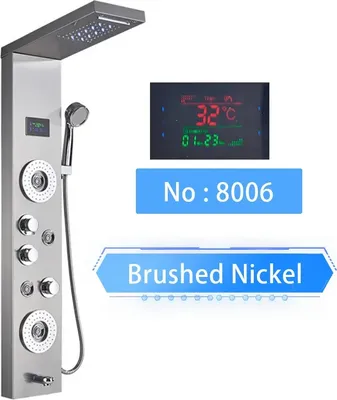 Immagine prodotto di Pannello doccia a LED, nichel spazzolato, display temperatura acqua, nichel spazzolato 8006
