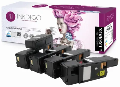 Produktbild von Inkdigo Tonerset 59311140-59311143 für Dell 1250C, 1350CNW, 1355CN, 1355CNW – CMYK,, KI-generiertes Bild