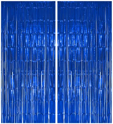 Produktbild von 2x Lametta Vorhang - blau - 91x244 cm