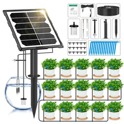 Solar-Bewässerungssystem mit 6 Timer-Modi, 15 m Schlauch