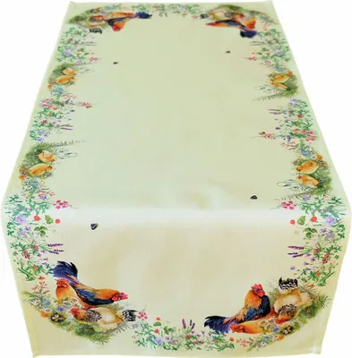 Produktbild von Tischdecke Tischläufer Druck Hahn Henne Ostern Frühling 40 x 90 cm