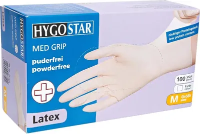 Produktbild von Hygostar Latexhandschuhe Med Grip puderfrei : L Größe: L