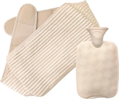 Produktbild von 2000mL 2-in-1 Wärmflasche mit Gürtel, beige, geeignet für Nacken-, Schulter-, Rücken- & Regelschmerzlinderung