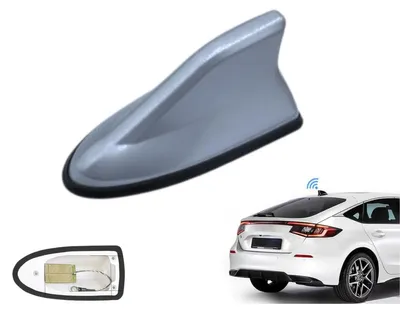 Image de Antenne de voiture en forme d'aileron de requin avec amplificateur intégré – active, universelle, améliore la réception, grise