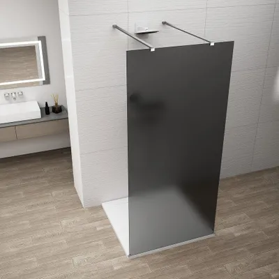 Imagen del producto de Panel de vidrio para ducha Polysan ESCA CHROME, independiente, vidrio gris, 1300 mm