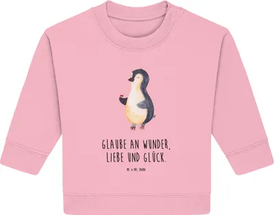 Produktbild von Mr. & Mrs. Panda Organic Baby Pullover Pinguin Marienkäfer 12. - 18. Monat - Baumwolle Pink - Geschenk, Aufmerksam, Glück, Bullover, Wunder, Liebe, Kleine, Lebensfreude