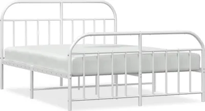 Obrázok produktu pre vidaXL Posteľná posteľ s čelom a nohami kovová biela 183x213 cm