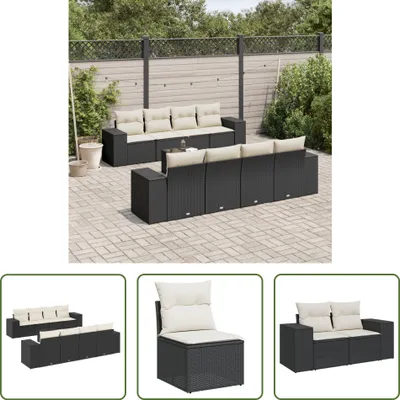 Produktbild von The Living Store 9-tlg. Garten-Sofagarnitur mit Kissen Schwarz Poly Rattan