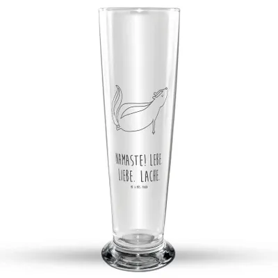 Produktbild von Mr. & Mrs. Panda Bierglas Stinktier Yoga - Transparent - Geschenk, Bier Glas, Glasbierglas, Raubtier, Skunk, Liebe, Trinkglas, Glasbecher, Bierbecher, Namaste