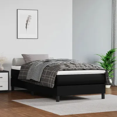 Produktbild von The Living Store Boxspringbett Schwarz 100x200 cm Kunstleder