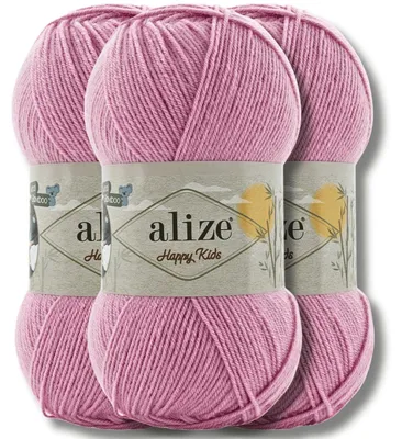 Imagen del producto de Alize 3x 100g Happy Kids, hilo para tejer, color liso, ideal para ganchillo y punto (726)