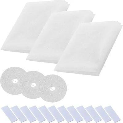 Produktbild von Fliegengitter Fenster 3 Stück – 150x200 cm Mückennetz, Insektenschutz für Fenster, Weiß