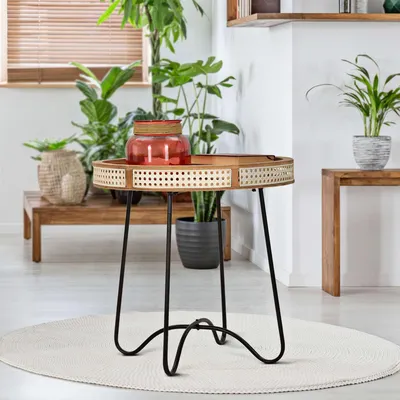 Produktbild von Danelasa - Couchtisch, 60x60x61h cm Braun, Detail Wiener Geflecht