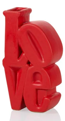 Obrázok produktu pre Keramická váza, Love, 17,5 cm, nápis červenej farby, dekoratívna, moderný štýl