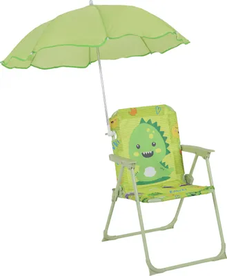 Produktbild von Relaxdays Kinder Klappstuhl, Campingstuhl mit Sonnenschirm, HBT: 51,5x36x37,5 cm, Monster, Picknickstuhl outdoor, bunt