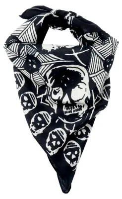 Produktbild von Bandana Tuch Totenkopf Spinnennetz schwarz weiß quadratisches Kopftuch Halstuch