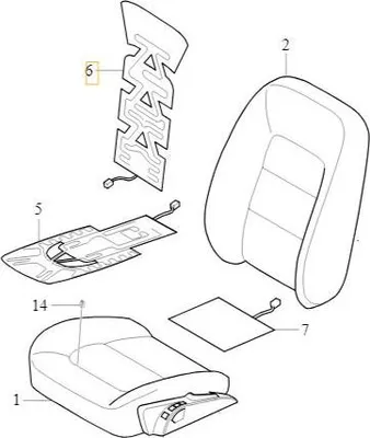 Zdjęcie produktu dla VOLVO S80 V70 Mata podgrzewająca oparcie fotela OE 31413904