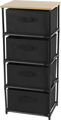 Obrázok produktu pre Regál s úložnými boxmi čierny 4 police 39x29,7x89cm