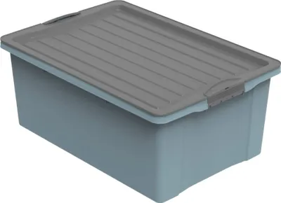 A plastic storage box with a lid, shown from a slightly elevated angle against a white background.