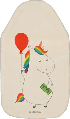 Produktbild von Mr. & Mrs. Panda Wärmflasche Einhorn Luftballon - Weiß - Geschenk, Unicorn, Geld, Kuschelwärmflasche, Freude, Wärmflaschen mit Bezug, Einhörner, Wärmekissen
