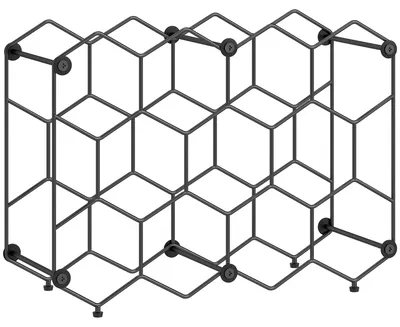 Produktbild von Weinregal für 13 Flaschen Flaschenregal mit Wabendesign Verstellbaren Füßen Kippschutz Metall 43 x 15,5 x 31 cm Schwarz