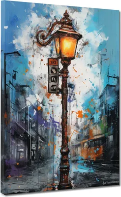 Produktbild von Straßenlaterne Pop Art abstrakt Leinwandbild Wandbild Kunstdruck XL Wanddeko: 30x40x2cm