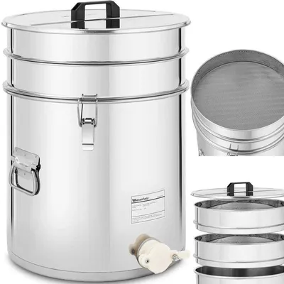 Image de Cuve de 30 litres en acier inoxydable, avec couvercle filtrant et robinet de vidange pratique