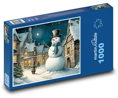 Obrázek produktu pro Puzzle 1000 Zimní město se sněhulákem - martinpuzzle