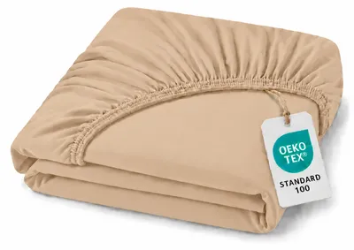 Produktbild von Topper Jersey Spannbettlaken 140 x 200 - 160 x 200 cm Sand