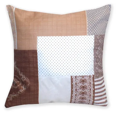 Produktbild von Kissenhülle Patchwork Druck 60x60 cm braun TöneUnikat Kissenbezug Deko Kissen