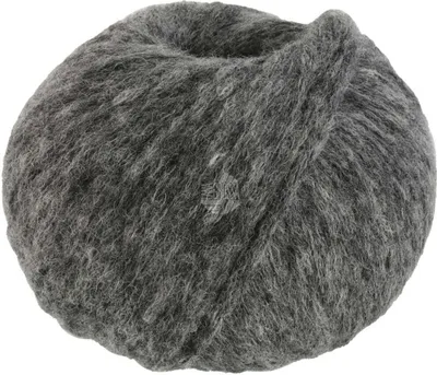A ball of gray yarn on a white background.